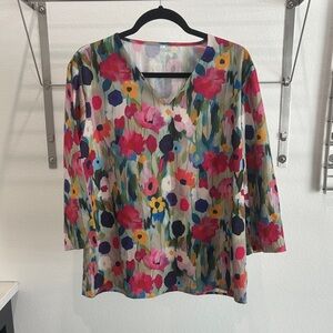 Floral V-Neck Women's Top